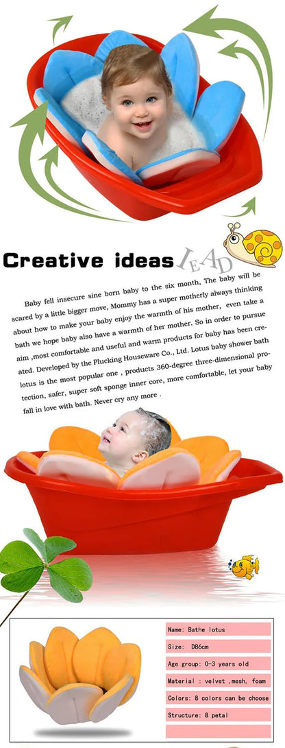 Baby Bath Blooming Flower Newborn Bathtub Foldable Lotus Shape Cushion Skin Bath Pad Portable Bath Tub Soft Seat