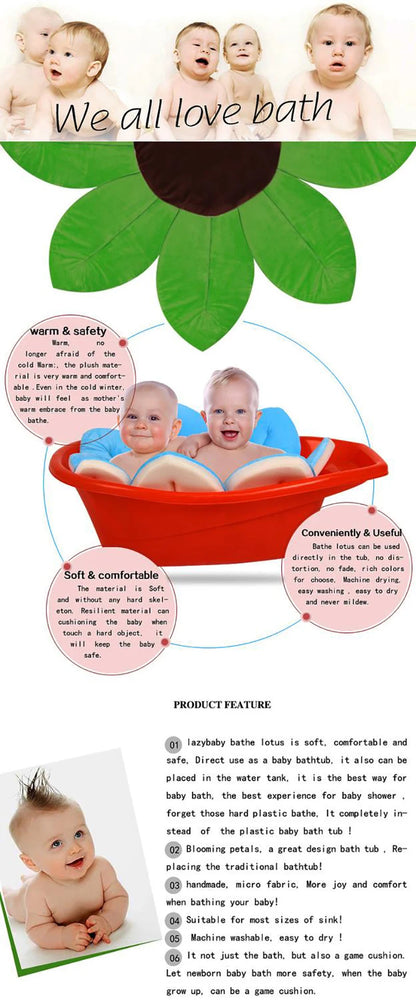 Baby Bath Blooming Flower Newborn Bathtub Foldable Lotus Shape Cushion Skin Bath Pad Portable Bath Tub Soft Seat