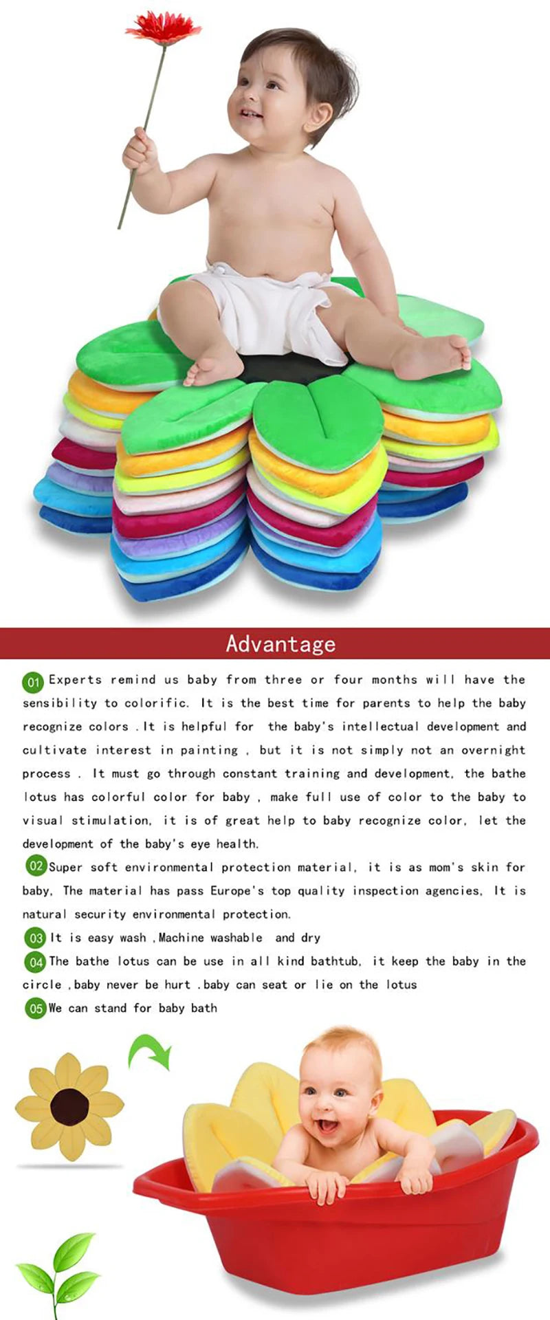 Baby Bath Blooming Flower Newborn Bathtub Foldable Lotus Shape Cushion Skin Bath Pad Portable Bath Tub Soft Seat